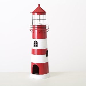 Laterne Leuchtturm 42 cm Rot-Weiß