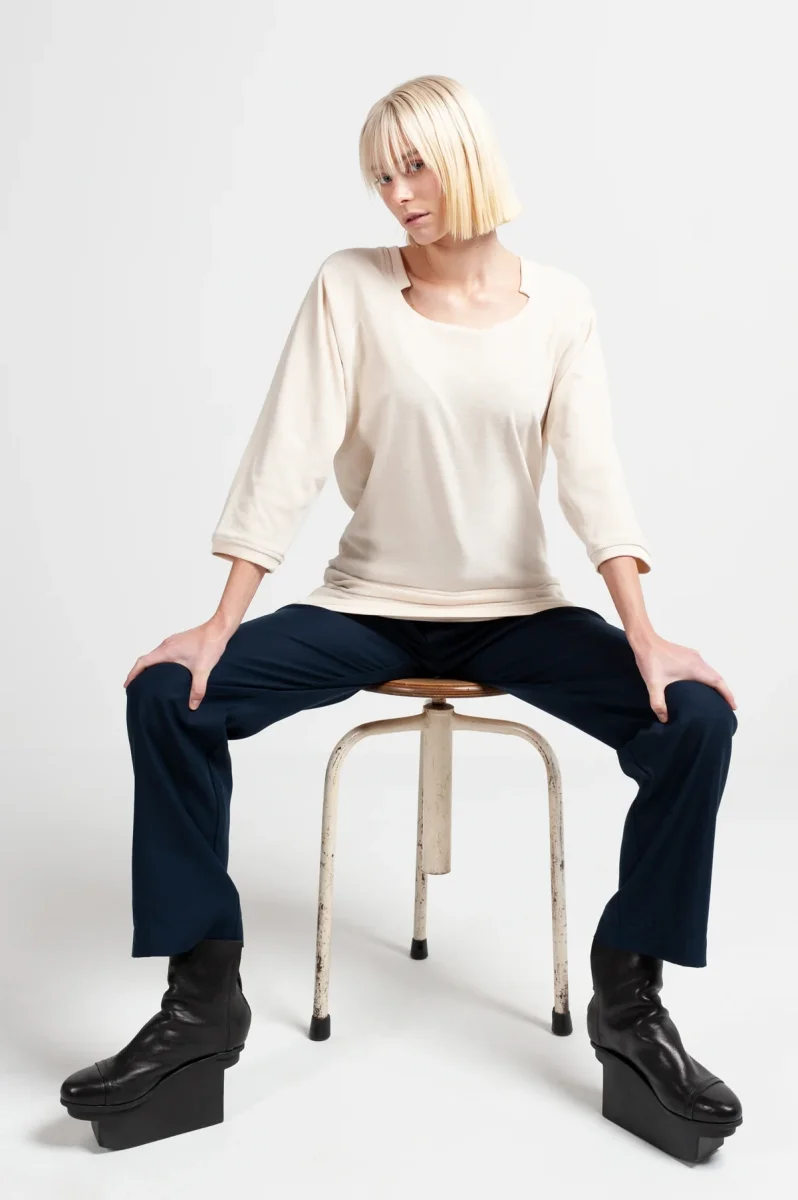 JUMPER DRESS | organic cotton velvet cream – Bild 4