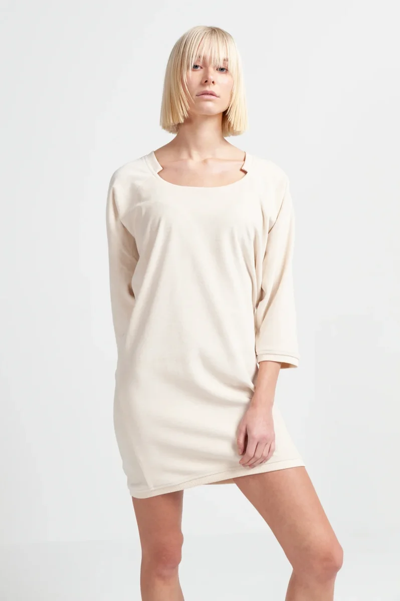 JUMPER DRESS | organic cotton velvet cream