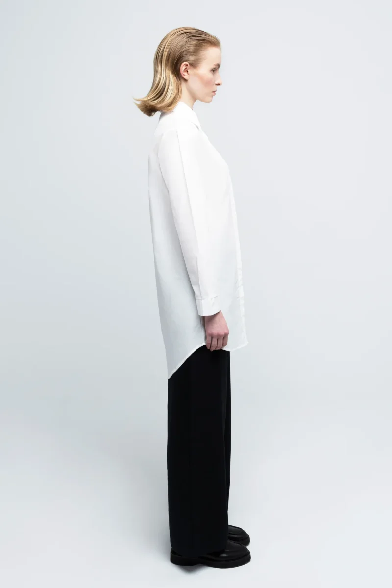 LONG BLOUSE | organic cotton white – Bild 4