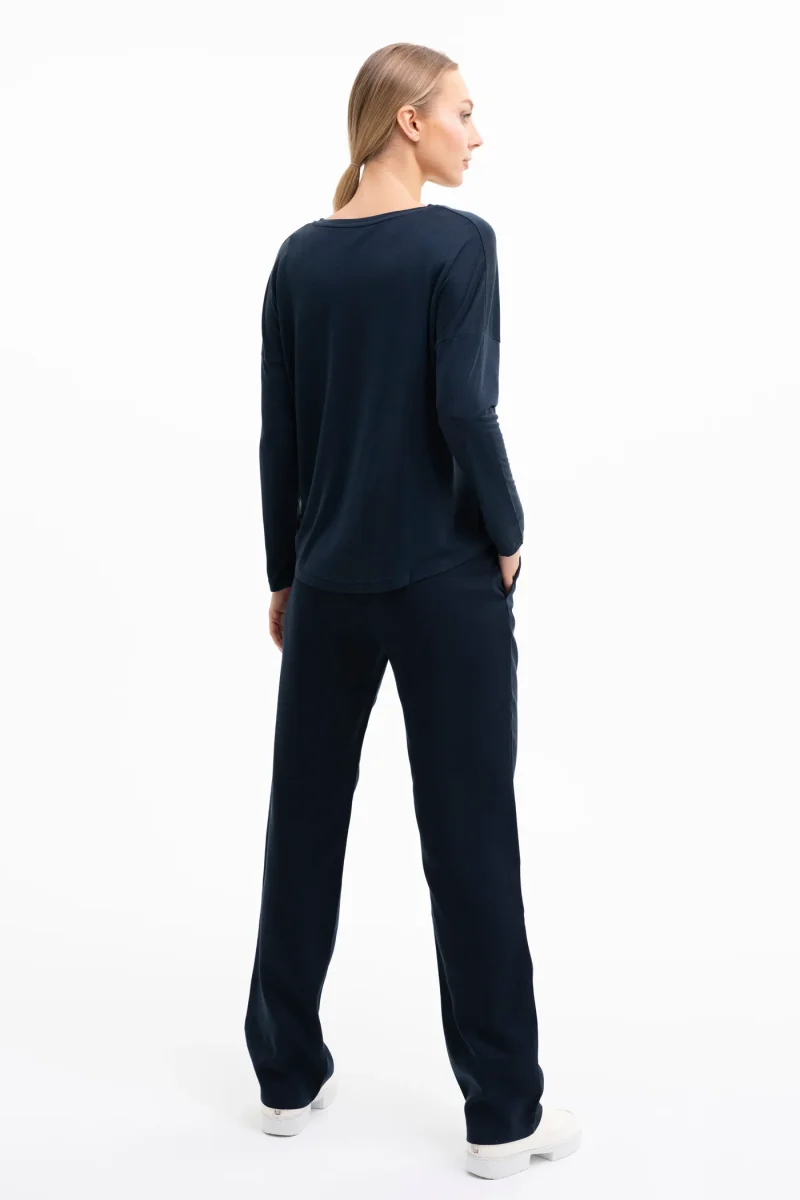 PREMIUM LONGSLEEVE LOOSE FIT | Tencel™ (Lyocell) cream & midnight blue – Bild 5