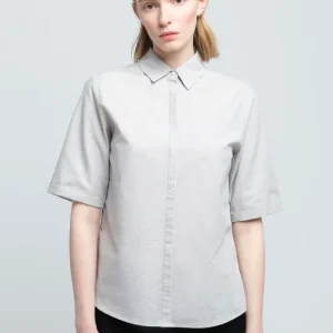 SHORT SLEEVES BLOUSE | cotton dusty grey