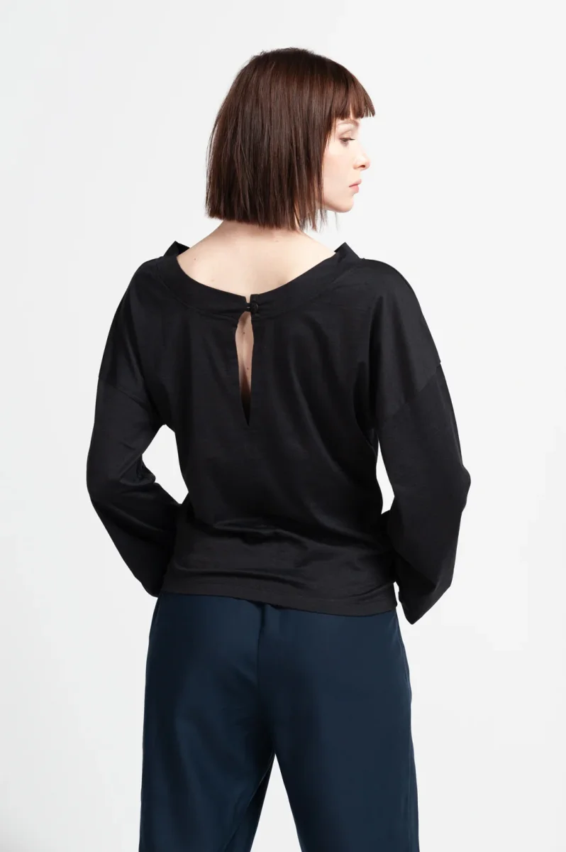 KIMONO JUMPER | Tencel™ wool mix black – Bild 3