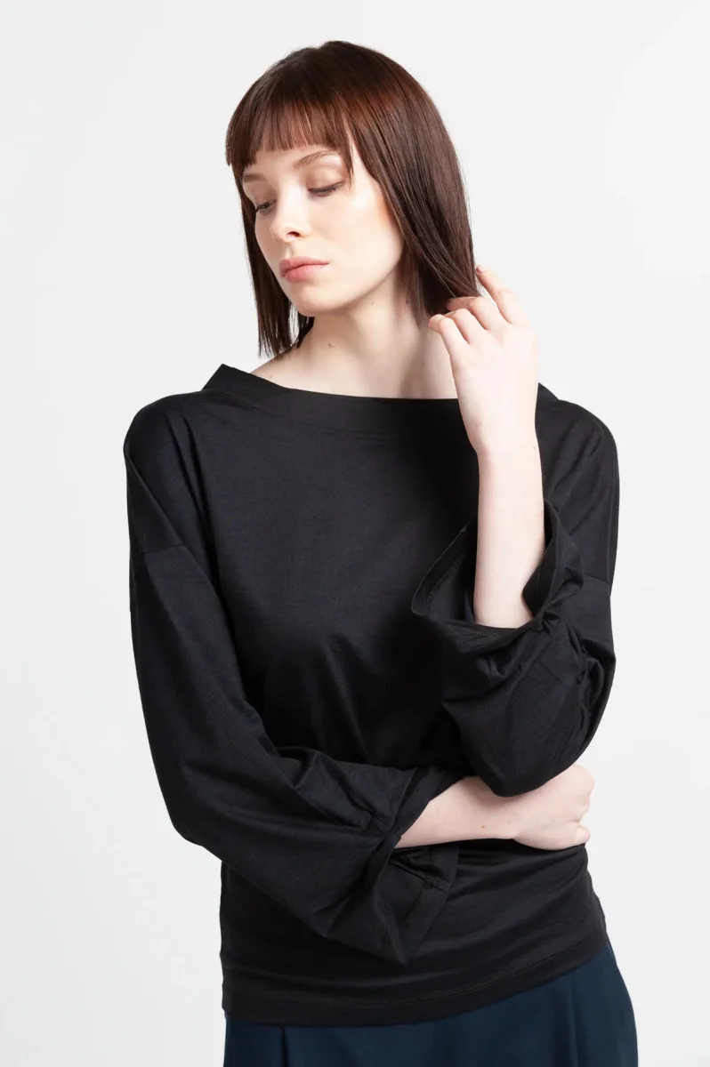 KIMONO JUMPER | Tencel™ wool mix black