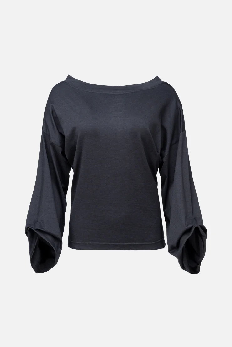 KIMONO JUMPER | Tencel™ wool mix black – Bild 4