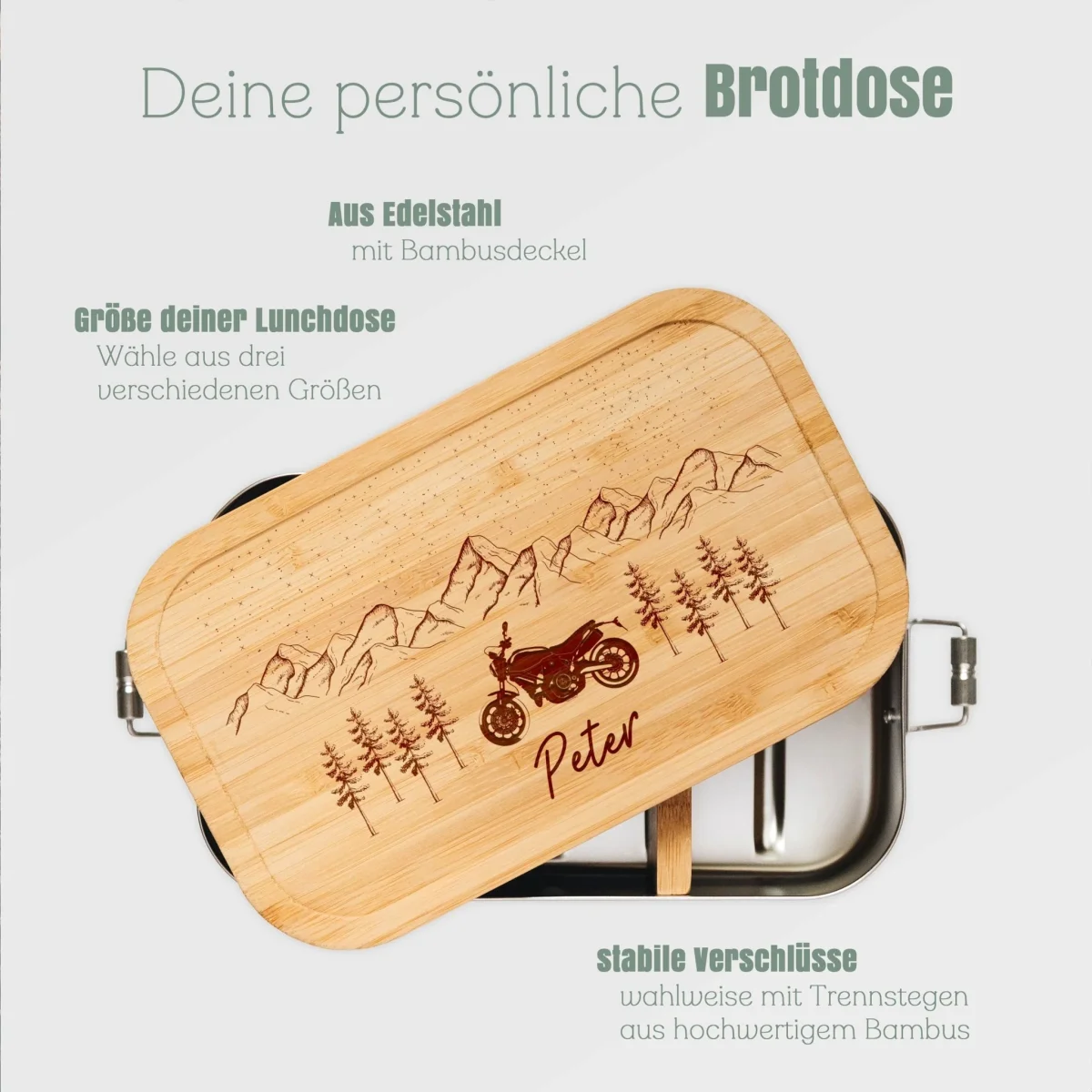 Brotdose Edelstahl - Motorrad Berge – Bild 5