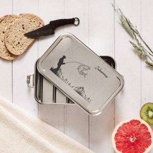 Brotdose Edelstahl silber - Angler