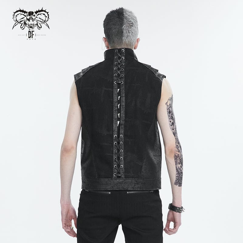 Herren Punk Stehkragen Nietenweste – Bild 6