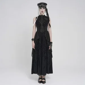 Ärmelloses Maxikleid mit Cyberpunk-Schaltkreismuster für Damen, Hochzeitskleid