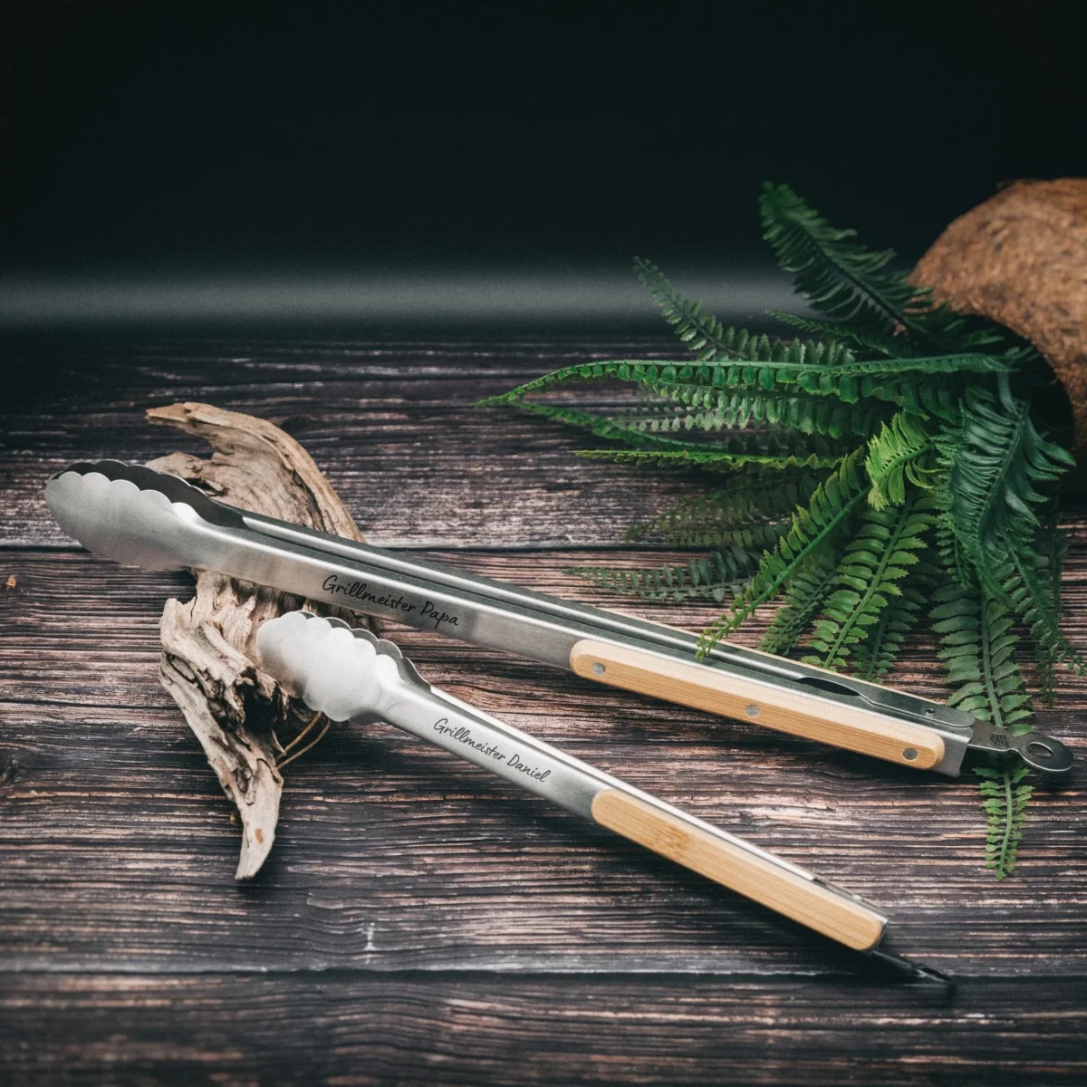 Grillzange Edelstahl mit Holzgriff - Grillmeister – Bild 5