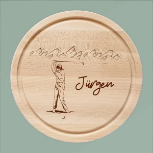 Rundes Holzbrett - Golfspieler
